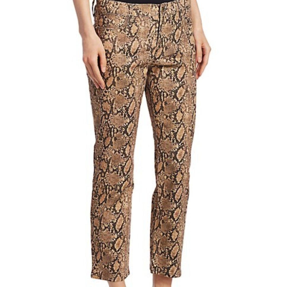 Frame Le High Straight-Leg Python-Print Coated Je… - image 2